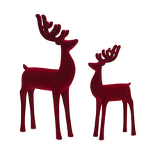 Load image into Gallery viewer, Red Flocked Deer Figurine (Set of 2)