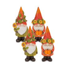 Load image into Gallery viewer, Harvest Gnome Figurine with Pumpkin and Sunflower (Set of 4)