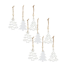 Load image into Gallery viewer, Wood Tree Tag Ornament with Beaded Hanger (Set of 9)