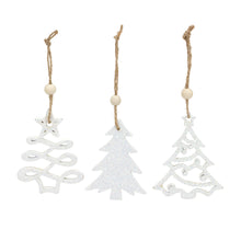 Load image into Gallery viewer, Wood Tree Tag Ornament with Beaded Hanger (Set of 9)