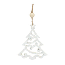 Load image into Gallery viewer, Wood Tree Tag Ornament with Beaded Hanger (Set of 9)
