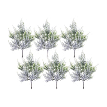 Load image into Gallery viewer, Snowy Flocked Pine Pick with Varigated Foliage (Set of 6)