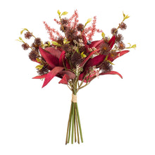 Load image into Gallery viewer, Fall Burgandy Foliage and Thistle Bundle Bouquet (Set of 6)
