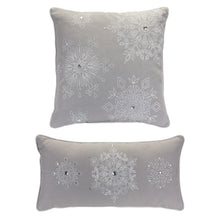Load image into Gallery viewer, Bead Embroidered Snowflake Pillow (Set of 2)