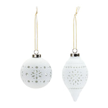 Load image into Gallery viewer, Porcelain Cut Out Ball Ornament with Nordic Design (Set of 6)