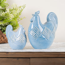 Load image into Gallery viewer, Ceramic Chicken Shelf Sitter with Geometric Design (Set of 2)