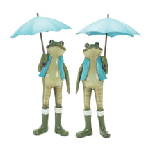 Load image into Gallery viewer, Garden Frog with Umbrella and Rainboot Accent (Set of 2)