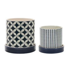 Load image into Gallery viewer, Geometric Pattern Planter with Plate (Set of 2)