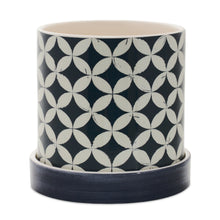 Load image into Gallery viewer, Geometric Pattern Planter with Plate (Set of 2)
