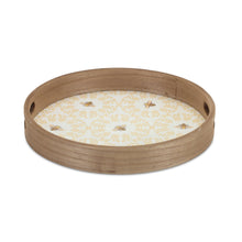 Load image into Gallery viewer, Round Bumble Bee Tray with Natural Wooden Accents (Set of 2)