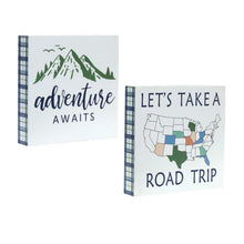 Load image into Gallery viewer, Wood Adventure Block Sentiment Sign (Set of 4)