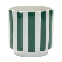 Load image into Gallery viewer, Green and White Striped Planter (Set of 2)