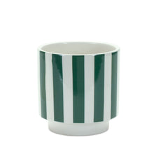 Load image into Gallery viewer, Green and White Striped Planter (Set of 2)