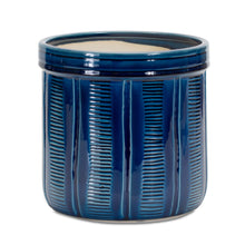 Load image into Gallery viewer, Blue Etched Terra Cotta Pot Planter (Set of 3)