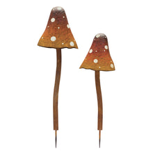 Load image into Gallery viewer, Iron Metal Mushroom Garden Stake (Set of 2)
