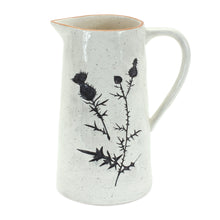 Load image into Gallery viewer, Rustic Thistle Etched Pitcher Vase with Speckled Finish (Set of 2)