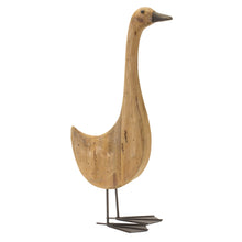 Load image into Gallery viewer, Natural Fir Wood Goose Figurine with Rustic Metal Accents (Set of 2)