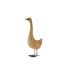 Load image into Gallery viewer, Natural Fir Wood Goose Figurine with Rustic Metal Accents (Set of 2)
