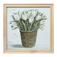 Load image into Gallery viewer, Wood Framed Floral Basket Print (Set of 2) 17"SQ Wood/Glass