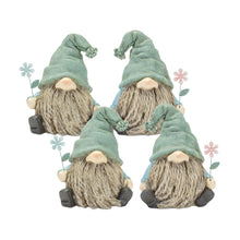 Load image into Gallery viewer, Stone Garden Gnome Figurine with Flower Stem Accent (Set of 4)