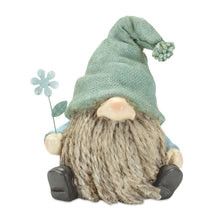 Load image into Gallery viewer, Stone Garden Gnome Figurine with Flower Stem Accent (Set of 4)