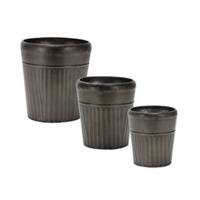 Load image into Gallery viewer, Pewter Metal Planter with Tapered Design (Set of 3)