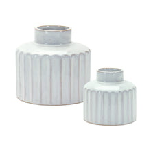 Load image into Gallery viewer, Ribbed Porcelain Vase with Washed Finish (Set of 2)