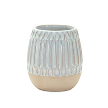 Load image into Gallery viewer, Ribbed Porcelain Vase with Two Tone Design (Set of 2)