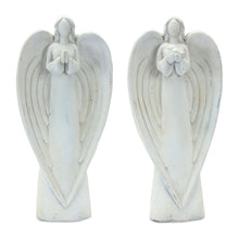 Load image into Gallery viewer, Stone Garden Angel Statue with Bird Accent (Set of 2)