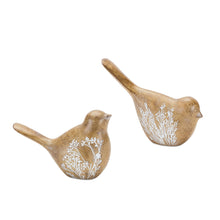 Load image into Gallery viewer, Floral Etched Bird Figurine with Wood Grain Design (Set of 4)
