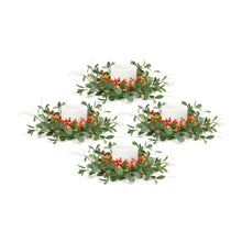 Load image into Gallery viewer, Foliage and Berry Twig Candle Ring (Set of 4)