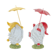 Load image into Gallery viewer, Whimsical Dancing Garden Gnome Figurine with Umbrella (Set of 2)