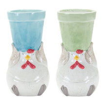 Load image into Gallery viewer, Whimsical Terra Cotta Chicken with Flower Pot (Set of 4)