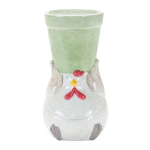 Load image into Gallery viewer, Whimsical Terra Cotta Chicken with Flower Pot (Set of 4)