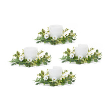 Load image into Gallery viewer, Mixed Foliage and Daisy Candle Ring (Set of 4)