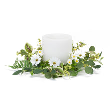 Load image into Gallery viewer, Mixed Foliage and Daisy Candle Ring (Set of 4)