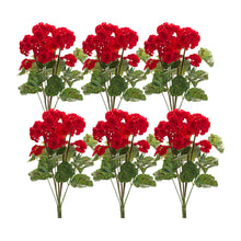 Load image into Gallery viewer, Bright Red Geranium Floral Bush (Set of 6)