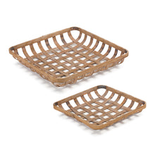 Load image into Gallery viewer, Square Bamboo Basket Tray (Set of 2)
