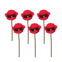 Load image into Gallery viewer, Bright Red Poppy Flower Stem (Set of 6)