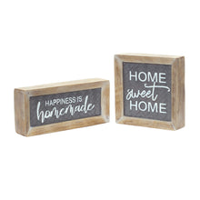 Load image into Gallery viewer, Home Sentiment Block Sign with Wood Grain Design (Set of 2)