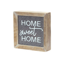 Load image into Gallery viewer, Home Sentiment Block Sign with Wood Grain Design (Set of 2)