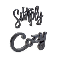 Load image into Gallery viewer, Cozy and Simply Sentiment Block Cut Out (Set of 2)