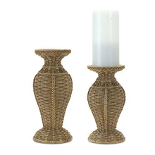 Load image into Gallery viewer, Woven Wicker Design Candle Holder (Set of 2)