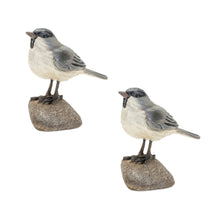 Load image into Gallery viewer, Rustic Stone Bird Figurine Perched on Rock (Set of 2)