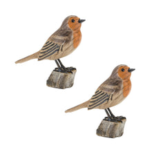 Load image into Gallery viewer, Rustic Stone Bird Figurine Perched on Stump (Set of 2)