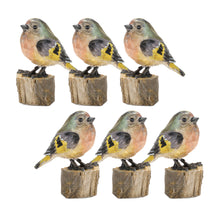 Load image into Gallery viewer, Rustic Stone Bird Figurine Perched on Stump (Set of 6)