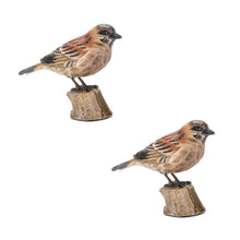 Load image into Gallery viewer, Rustic Stone Bird Figurine Perched on Stump (Set of 2)