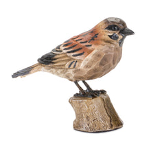 Load image into Gallery viewer, Rustic Stone Bird Figurine Perched on Stump (Set of 2)