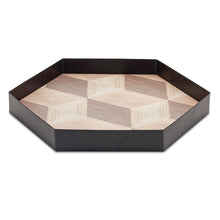 Load image into Gallery viewer, Geometric Wooden Tray with Metal Accent (Set of 3)