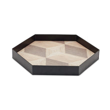 Load image into Gallery viewer, Geometric Wooden Tray with Metal Accent (Set of 3)